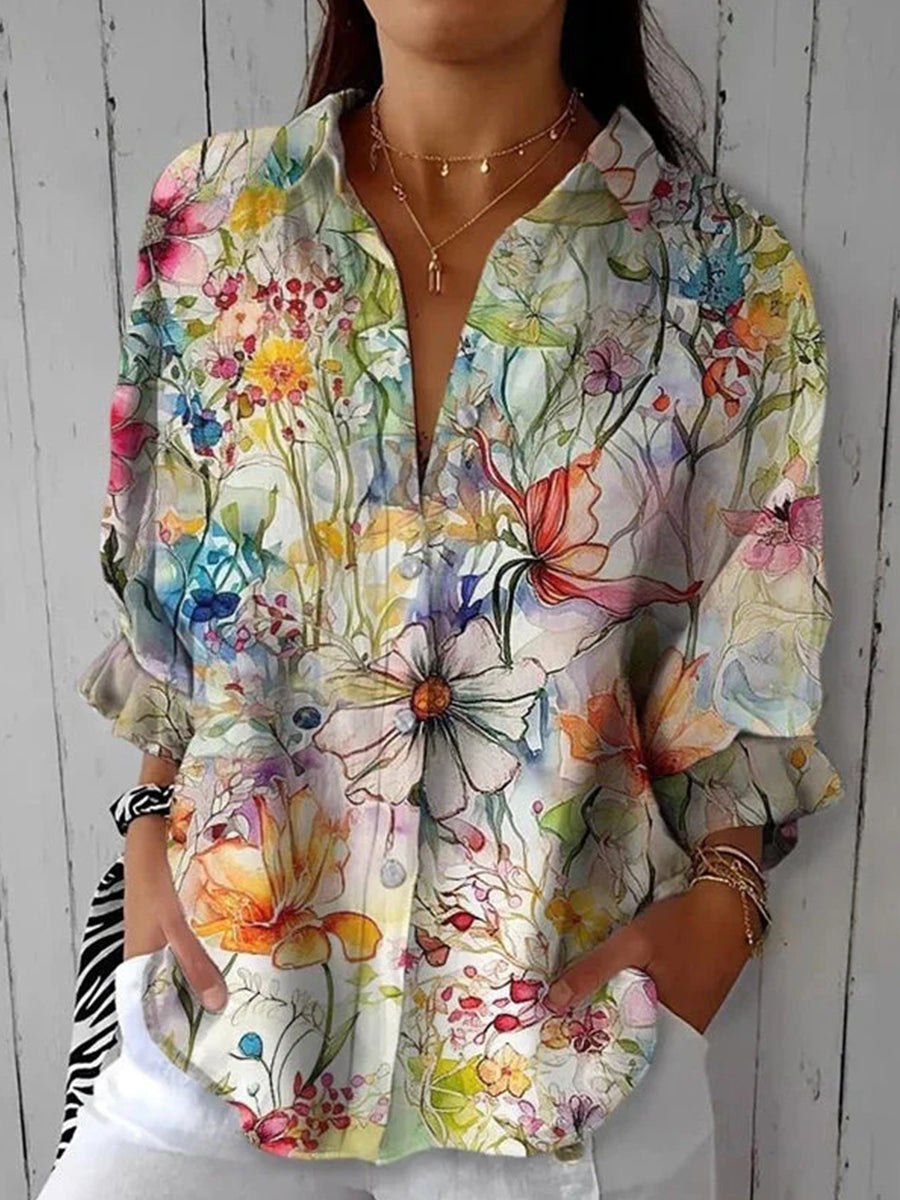 Vintage Floral Print Blouse
