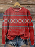 Vintage Casual Round Neck Long Sleeve Sweatshirt