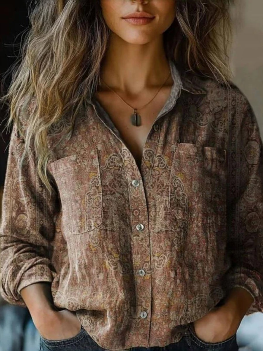 Vintage Ethnic Print Blouse
