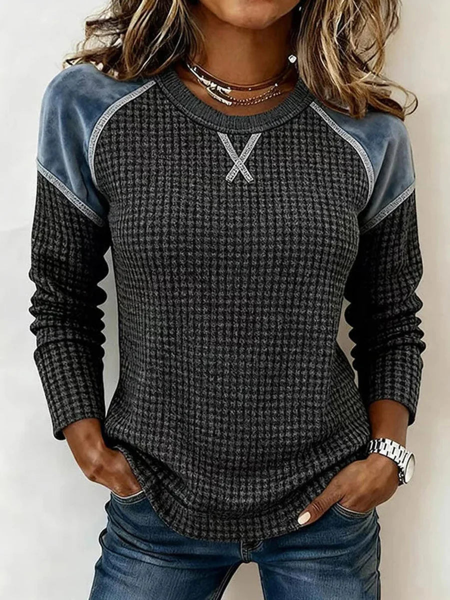 Comfy Grey Round Neck Long Sleeve Top