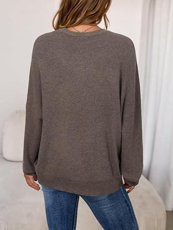 Women's Drop Shoulder Long Sleeve Fall Knit Pullover