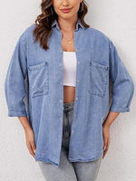 Women's Loose Pocket Denim Shirt Tops