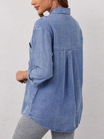 Women's Loose Pocket Denim Shirt Tops
