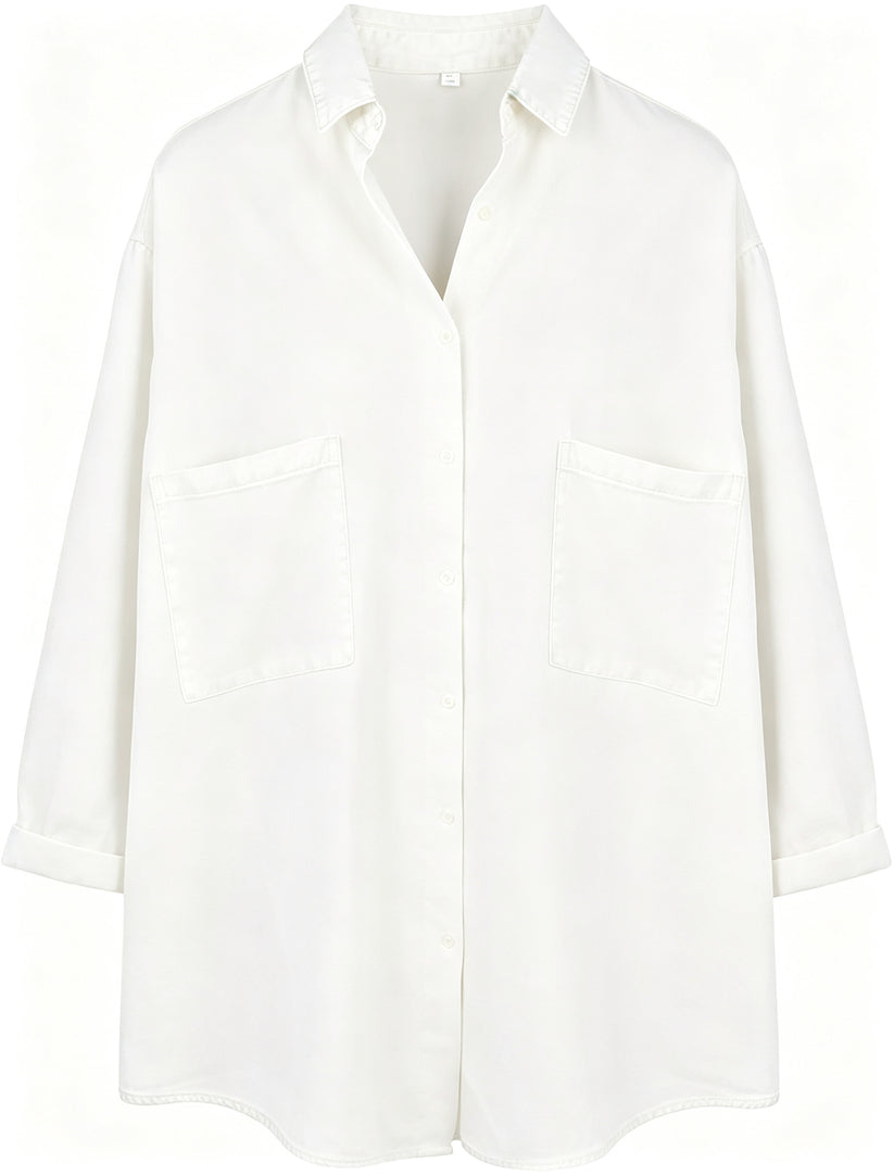 Women's Loose Pocket Denim Shirt Tops