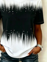 Casual Gradient Pattern Crew Neck Short Sleeve T-shirt