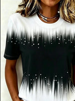 Casual Gradient Pattern Crew Neck Short Sleeve T-shirt