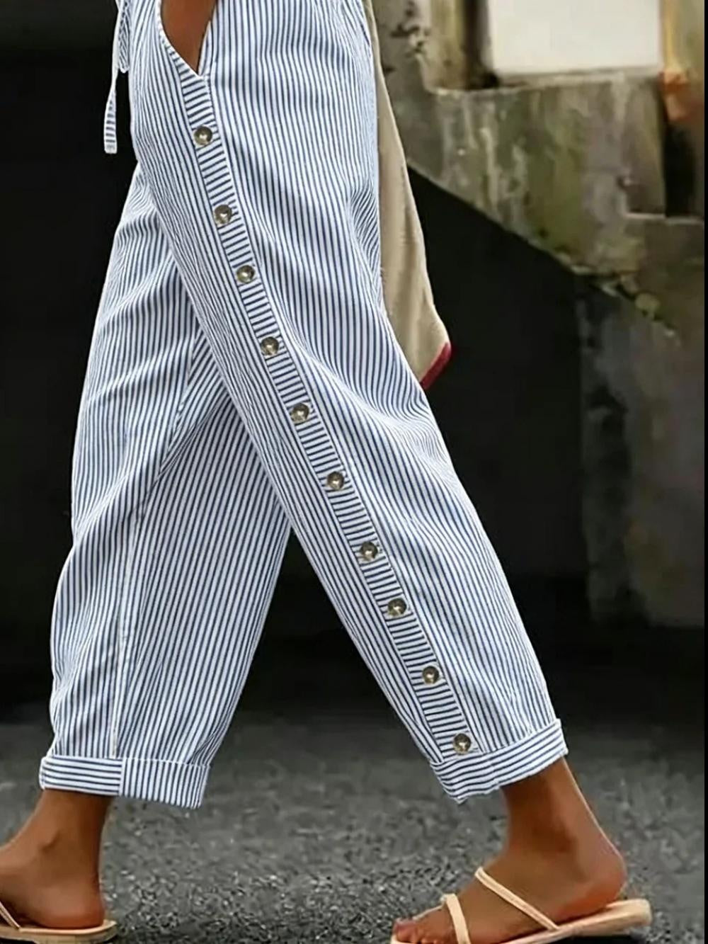 Women Striped Long Pants Vintage Spring/Fall Trousers
