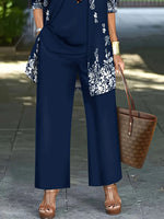 Women Floral Printing Matching Outfit Daily Long Sleeve Casual Set Matching Set