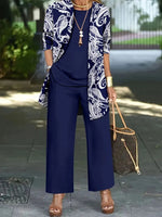 Women Paisley Printing Matching Outfit Daily Long Sleeve Casual Spring/Fall Multi-Piece Set Matching Set