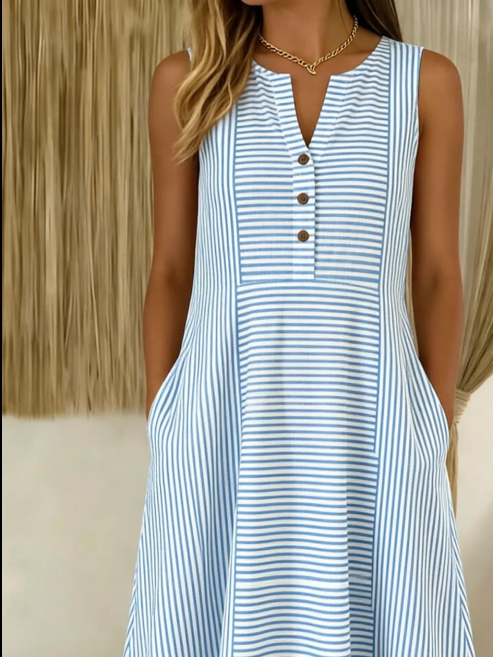 Loose Casual Striped Dress With No Belt