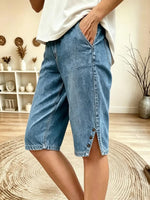 Vintage Plain Natural Printing Straight Pants Shorts