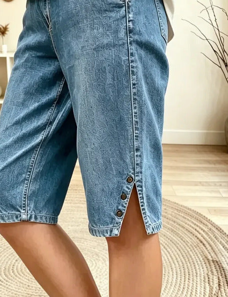 Vintage Plain Natural Printing Straight Pants Shorts