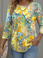 Yellow Round Neck Long Sleeve Top