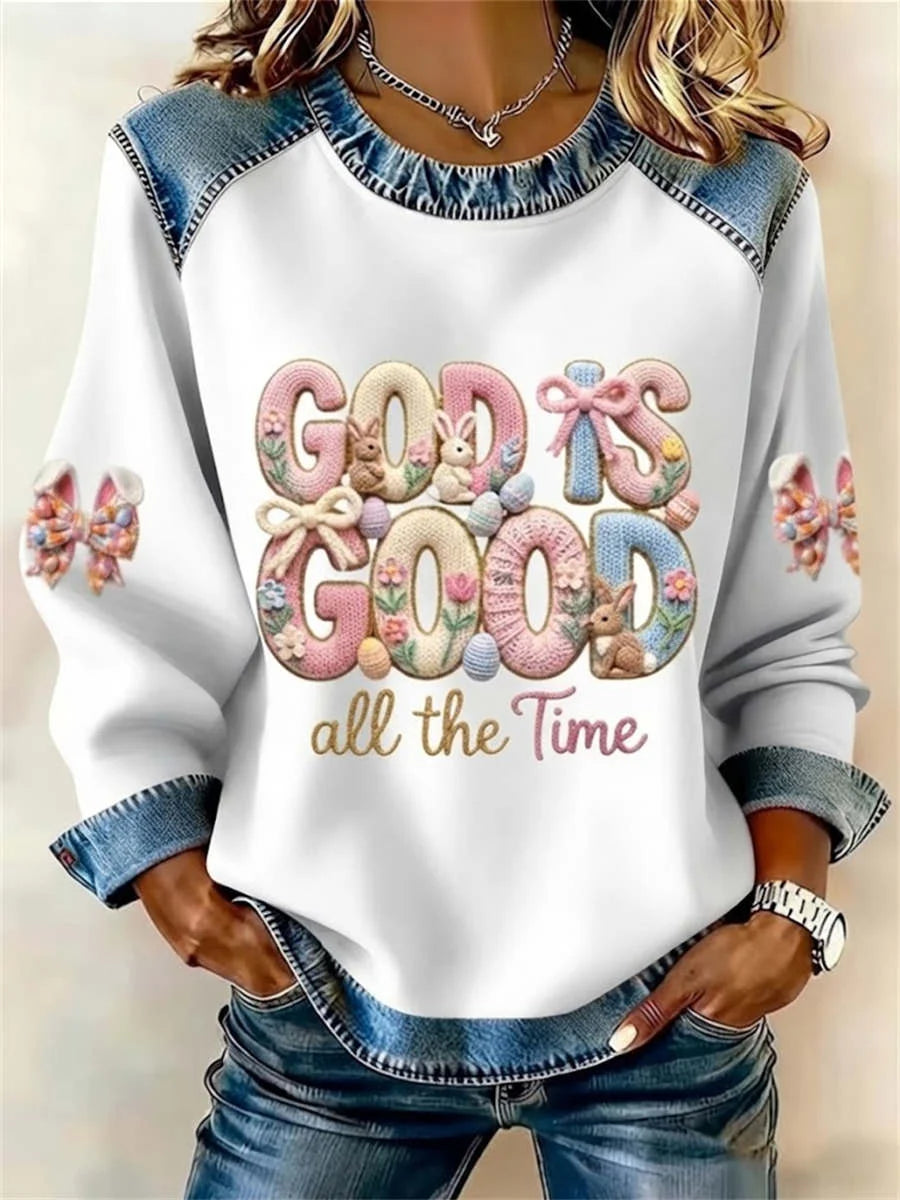 Vintage Text Letters Crew Neck Long Sleeve Sweatshirt