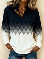 Stylish White Color Block Long Sleeve Sweater