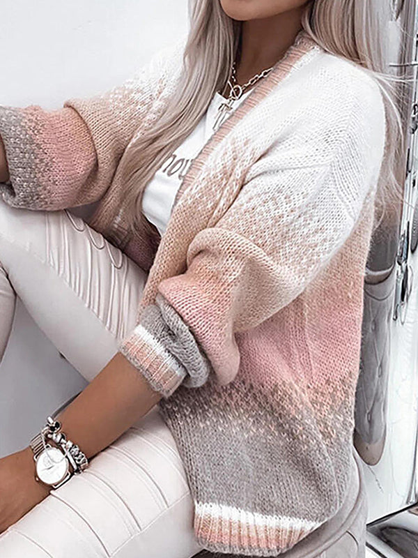 Multi Casual Tops Long Sleeve Stripe Printed Cardigan