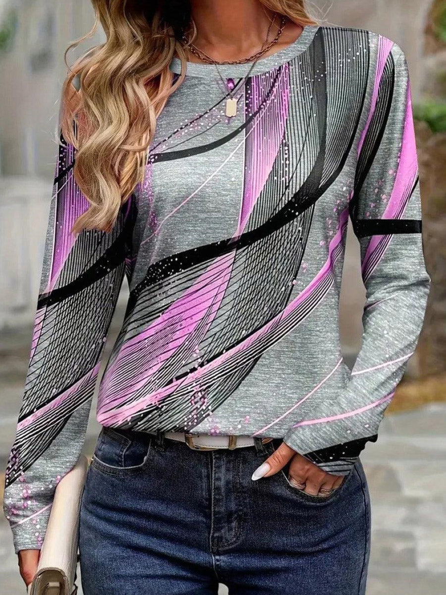 Unique Round Neck Long Sleeve Top