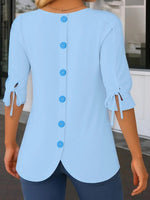 Light Blue Plain Round Neck Half Sleeve Top