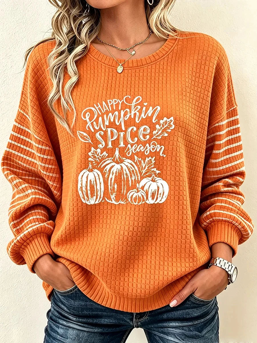 Casual Striped Crew Neck Long Sleeve Sweatshirt