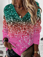 Showy Color Block V Neck Abstract Sweatshirt