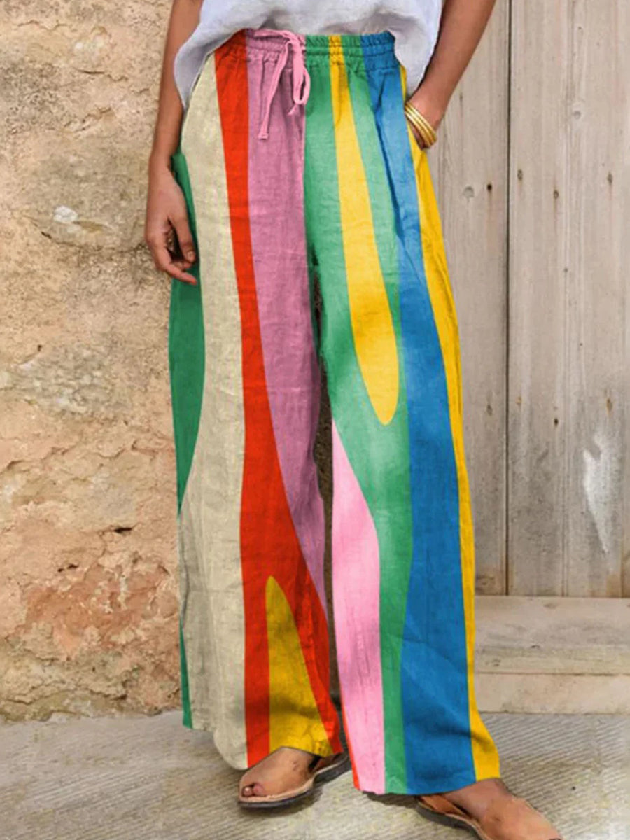 Side Pocket Striped Print Pants