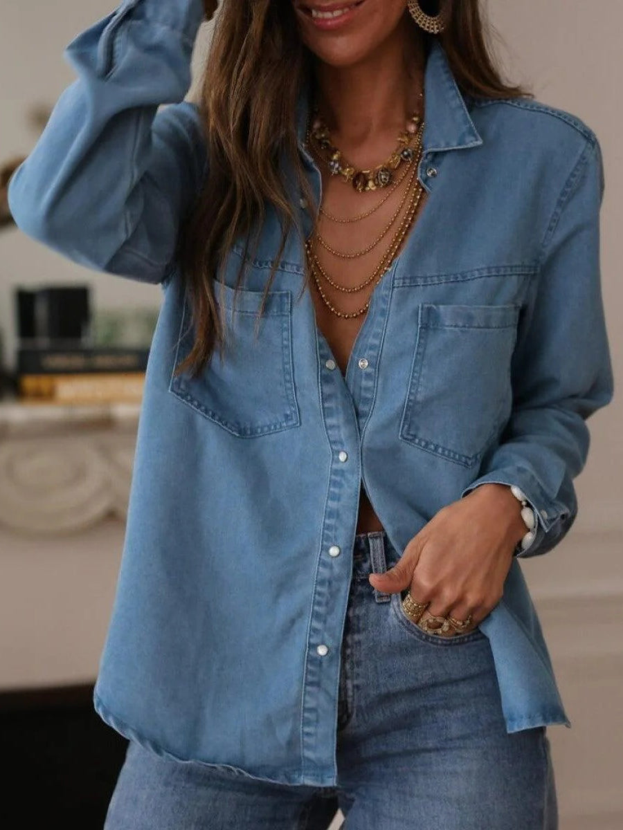 Denim Plain Long Sleeve Shirt