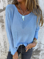 Women's Knitted See-through Long Sleeve Sweater