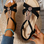 Women's Summer Vacation-Style Beaded Flat Sandals