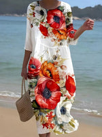 Poppy Floral Pattern Resort Dress