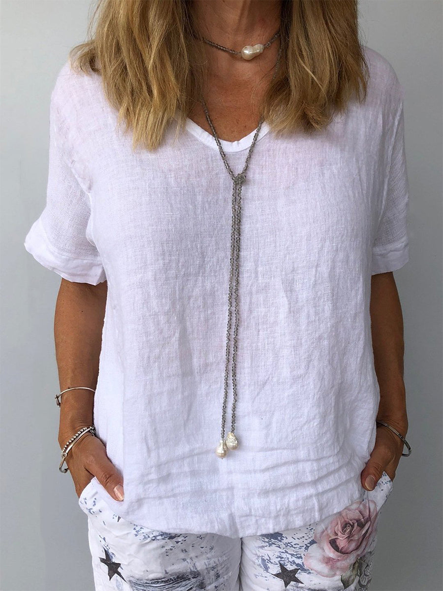 Summer Solid Short Sleeves Casual Tops