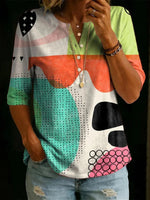 Multicolor Abstract Print 3/4 Sleeve Top
