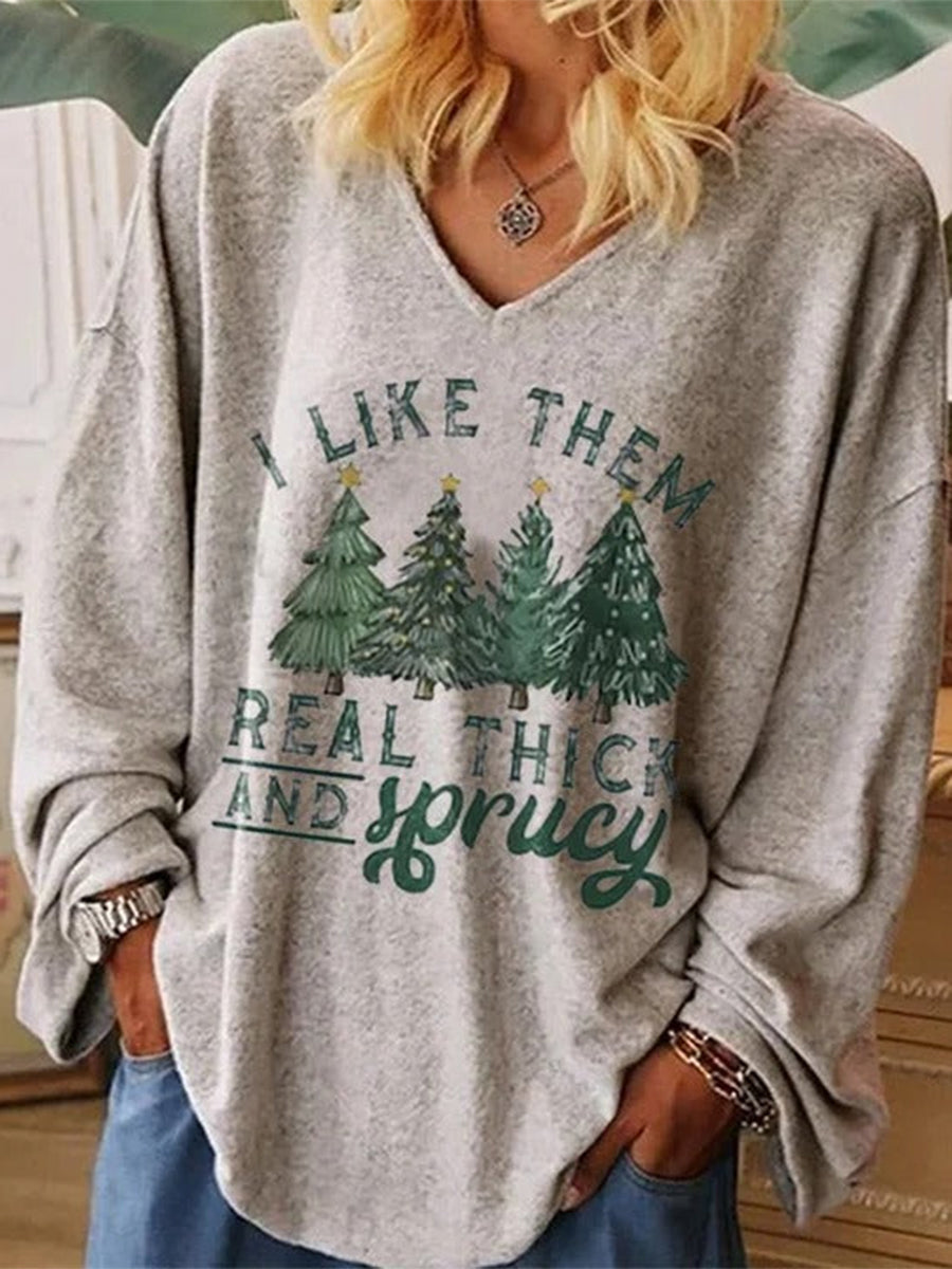 I Like Them Real Thick Printed Women's V-neck T-shirt