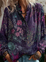 Purple V-Neck Long Sleeve Top