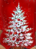 Christmas Tree Design Round Neck T-Shirt