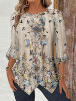 Women Long Sleeve Scoop Neck Floral Printed Top