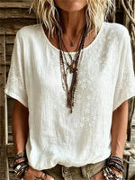 Casual Floral Print Round Neck Short Sleeve T-Shirt