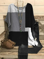 Colorful Casual Round Neck Colorblock Printed Short Sleeve Blouse