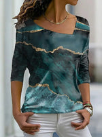 Multicolor Casual V Neck Printed Long Sleeve Blouse