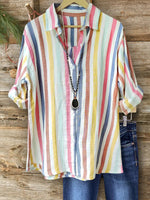 Casual Lapel Long Sleeve Striped Shirt