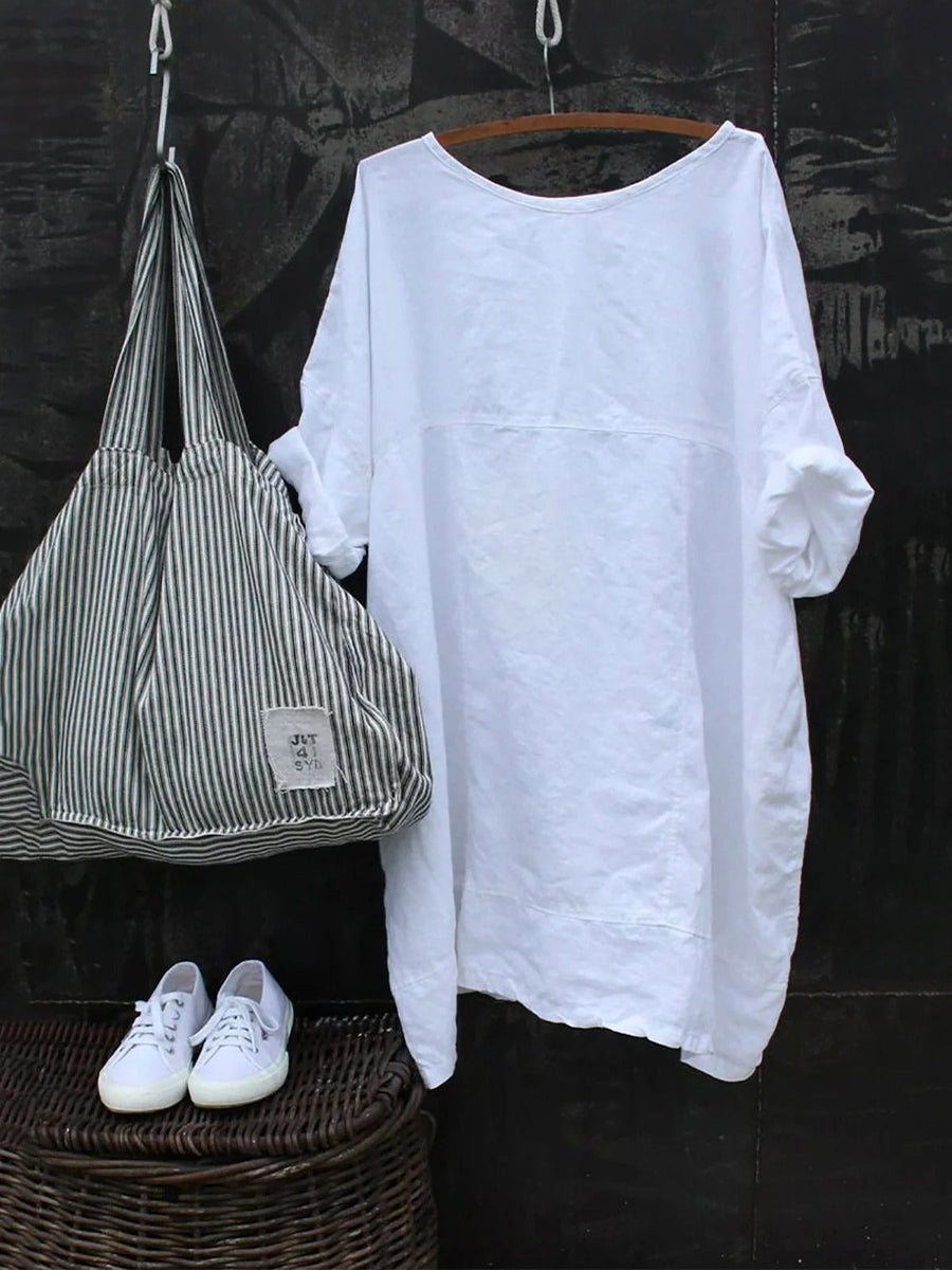 White Daily Half Sleeve Crew Neck Blouse