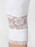 Solid Color Casual Lace Elastic Waist Leggings