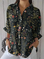 Stylish Floral Print 3/4 Sleeve Loose Shirt