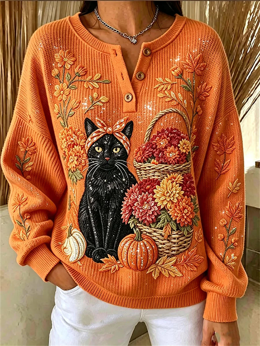 Casual Floral Crew Neck Long Sleeve Sweatshirt