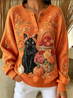 Casual Floral Crew Neck Long Sleeve Sweatshirt