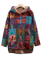 Bohemian Patchwork Button Up Hooded Jacket