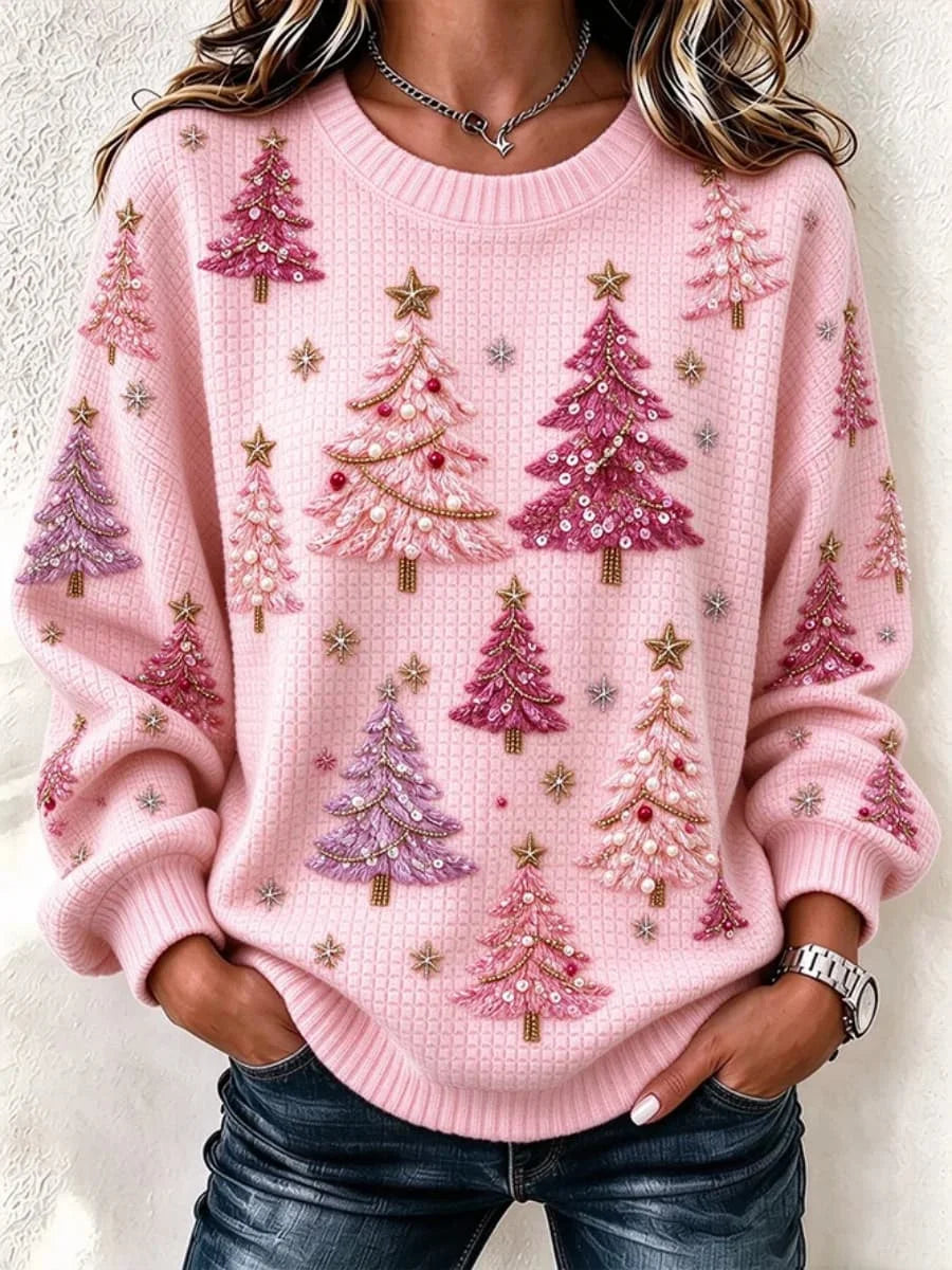 Casual Christmas Crew Neck Long Sleeve Sweatshirt