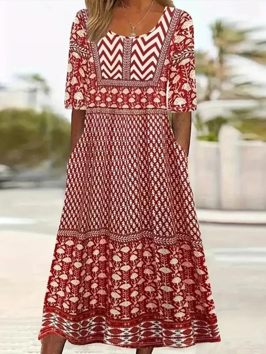 Casual Vintage Short Sleeve Dress