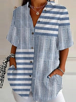 Blue Short Sleeve Striped Top