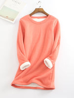 Solid Color Round Neck Long Sleeve Warm T-shirt