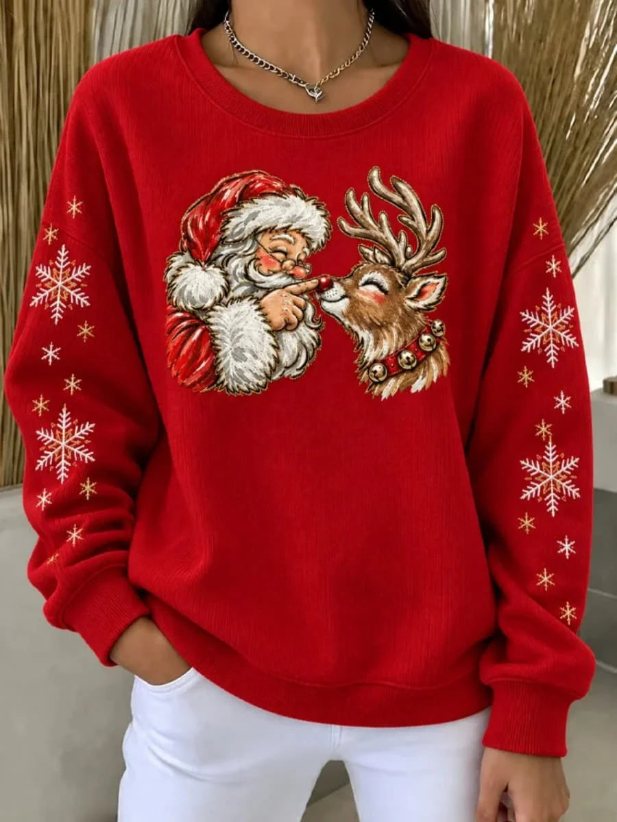 Casual Santa Claus Crew Neck Long Sleeve Sweatshirt